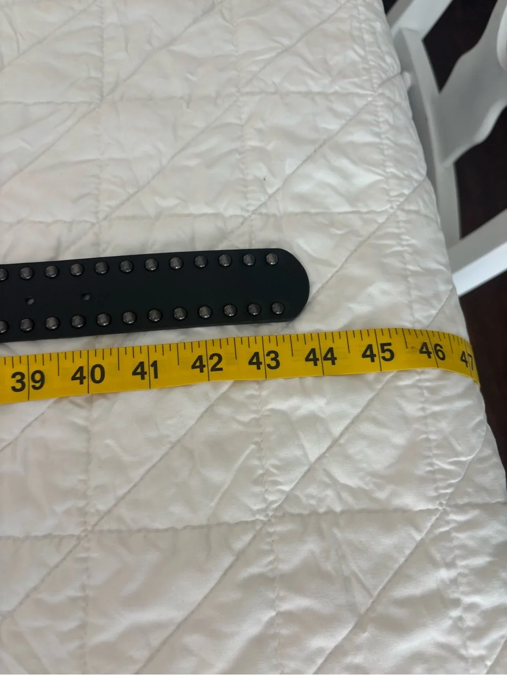 EUC Black Studded Leather (or faux) Belt 44” unisex no material/size stamp